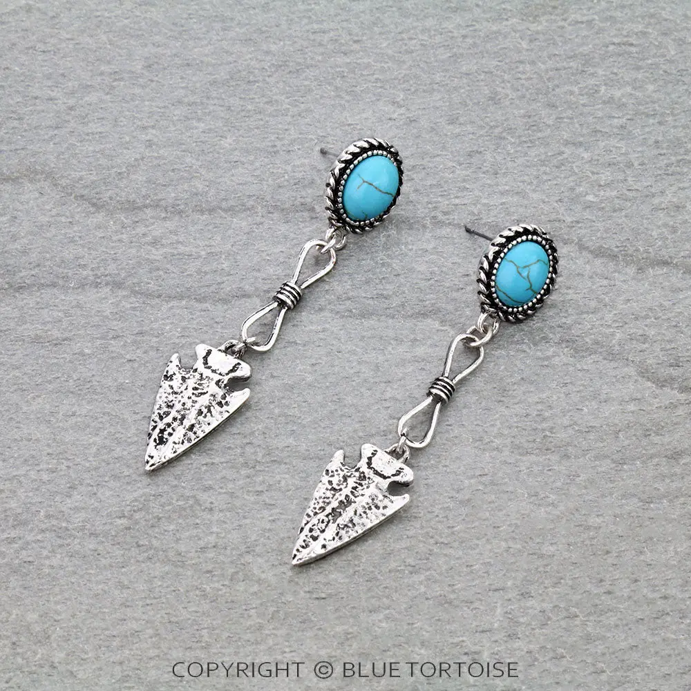Western Arrow Drop Stud Earrings 1