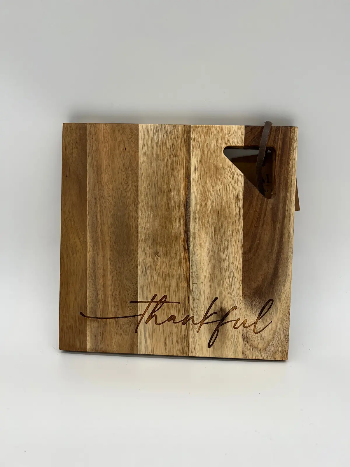 Acacia Modern Geo Square | Thankful Script | 9 X 9" 1