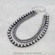3 Layered Navajo Style Pearl Necklace 1