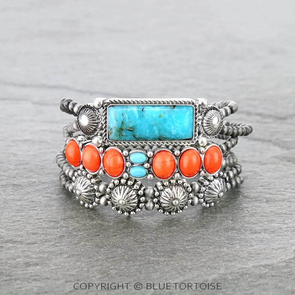 Western Concho Stone Stackable Bracelets 1