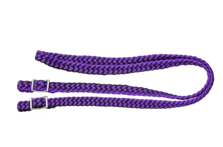 Tough1 Braided Cord Roping Reins - Black/Purple 1