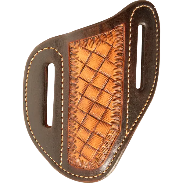Angled Knife Sheath With Dark Framed Mini Weave Tooling - Small 1