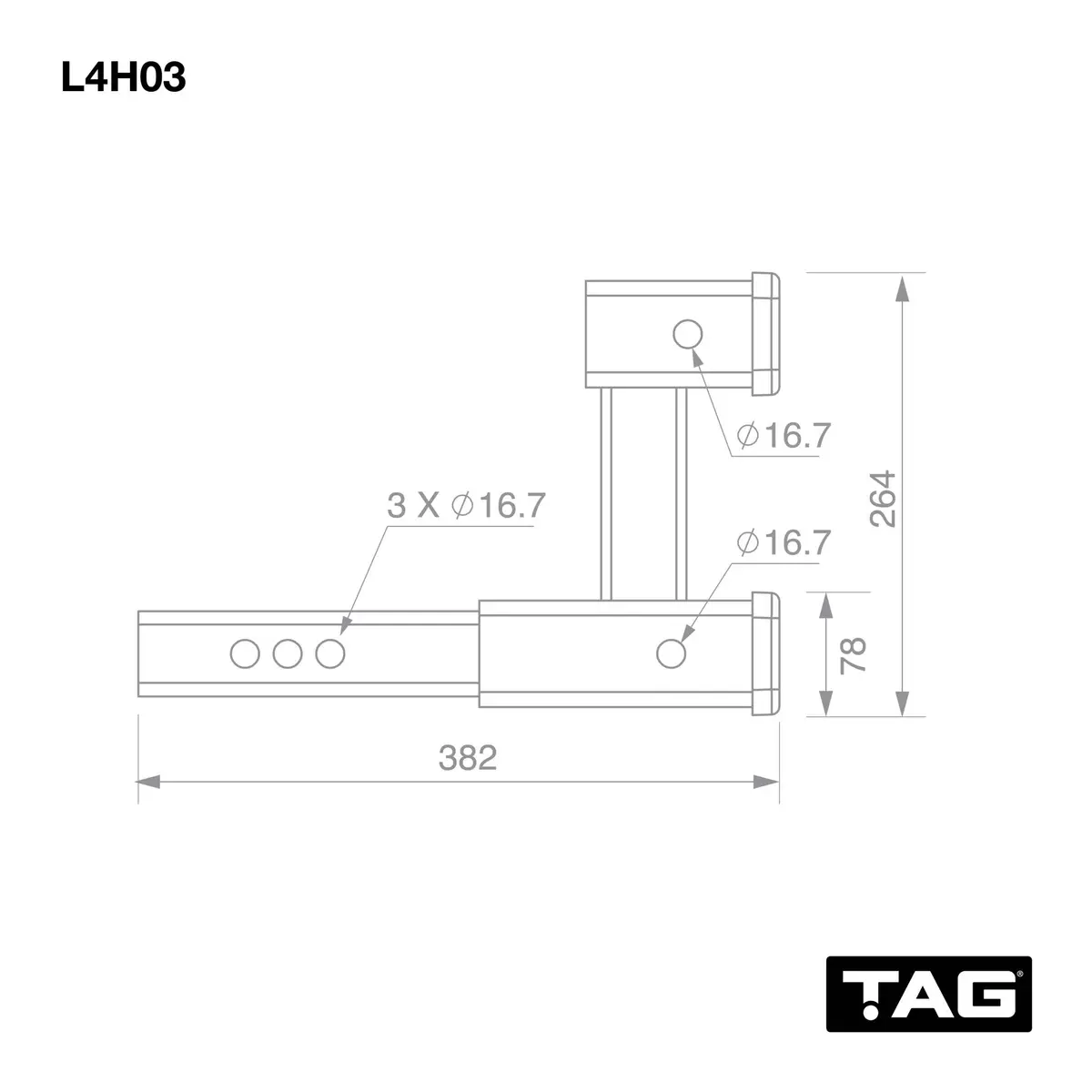 Tag Dual Receiver Hitch Extender - 50Mm Square 2