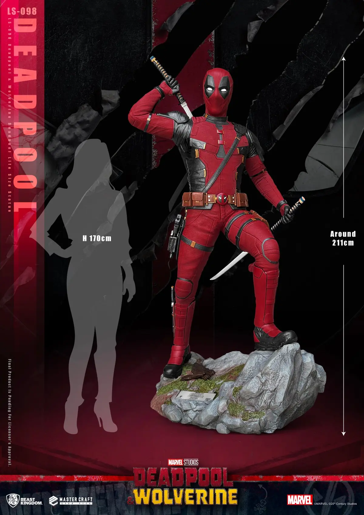 Marvel Deadpool & Wolverine (2024): Deadpool Life-Size Statue 1