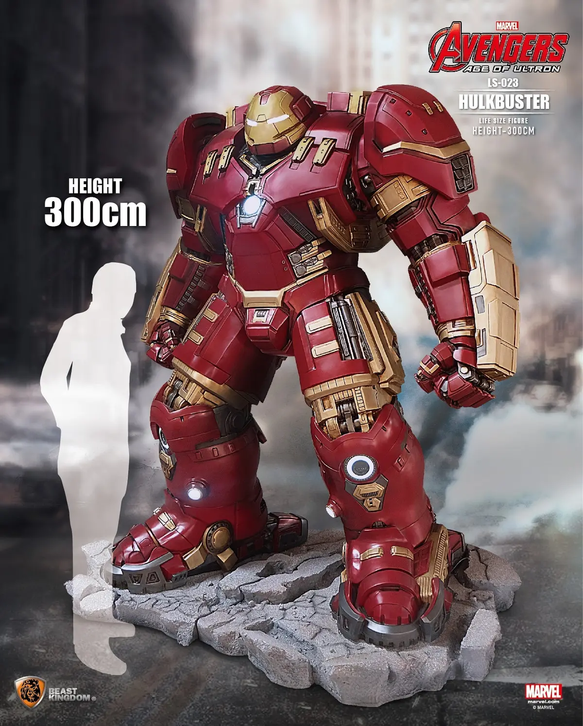 Marvel Avengers Age Of Ultron: Iron Man Mark Xliv Hulk Buster Life Size Statue 1