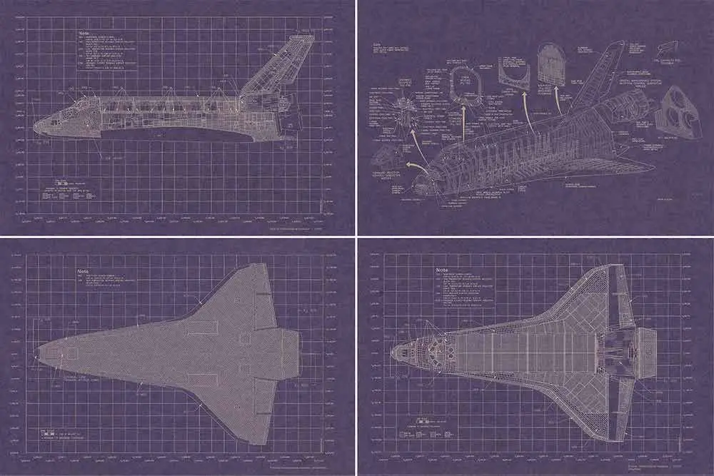 Nasa: Space Shuttle Insulation Layout Set Of 4 Blueprints 1