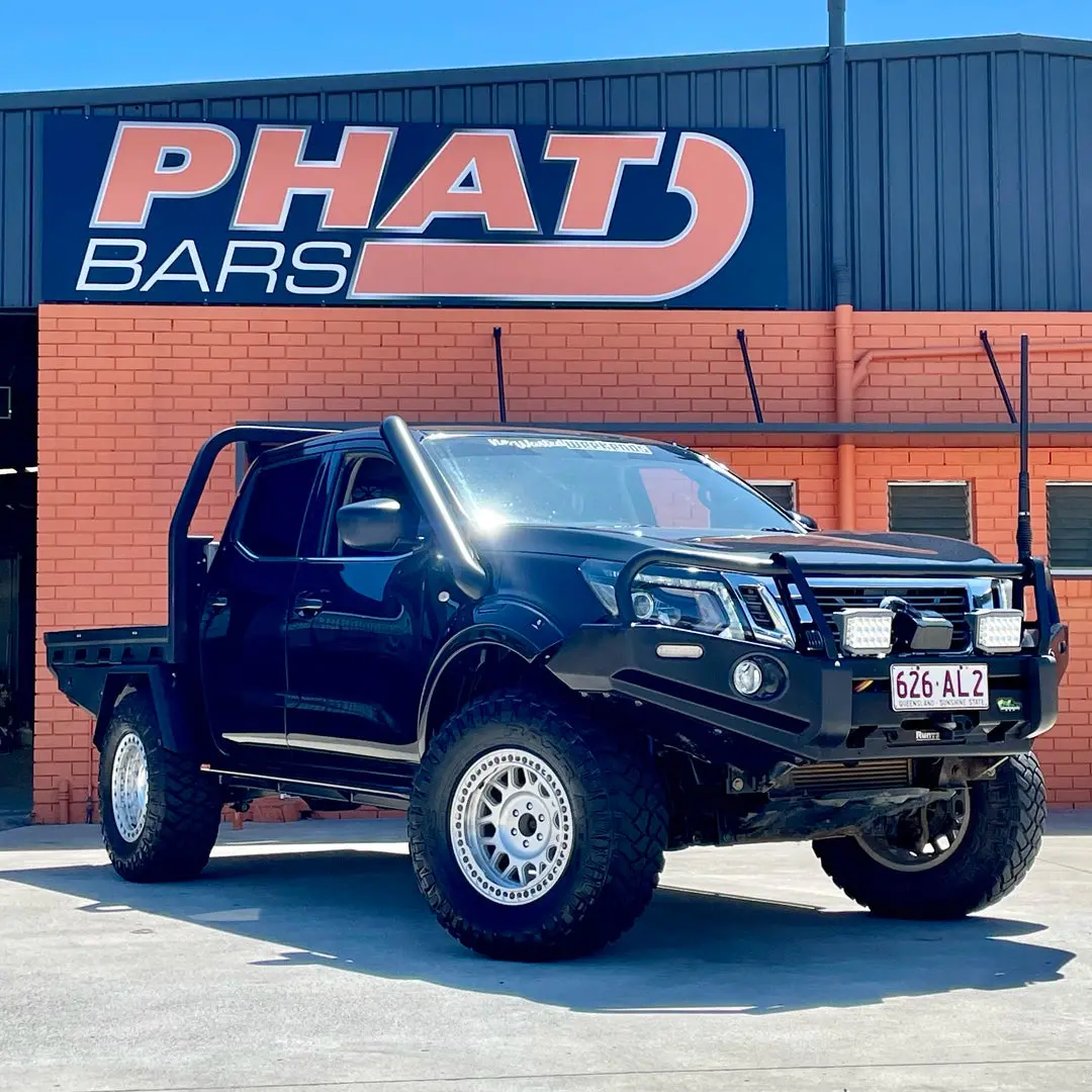 Nissan Navara (2015-2023) Np300 D23 (Angled) Phat Bars Rock Sliders/Side Steps – Powdercoated 1