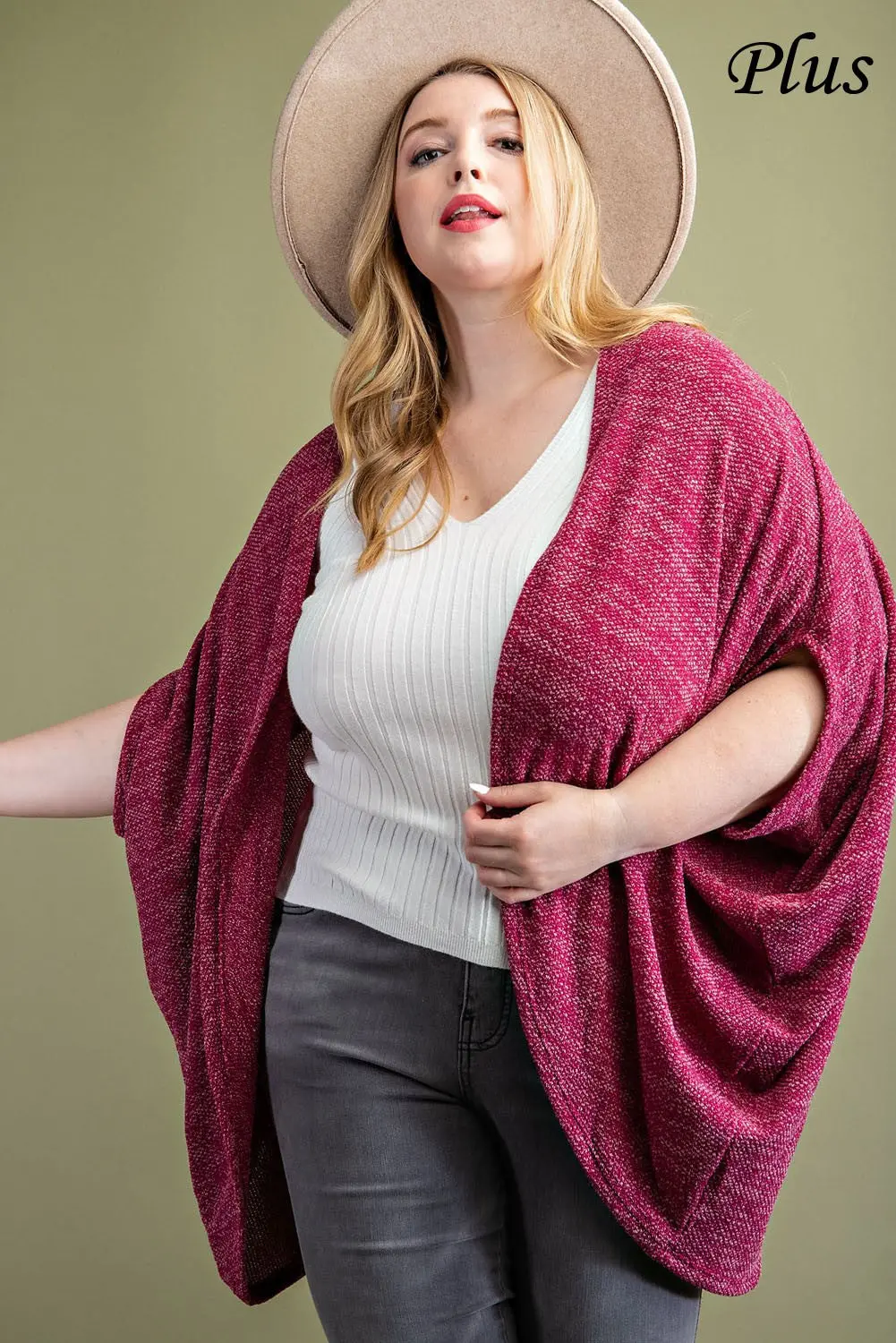 Open Front Dolman Plus Cardigan 2