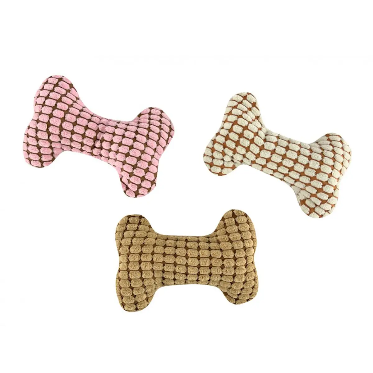 Bone Shaped Plush Dog Toy With Squeaker 1