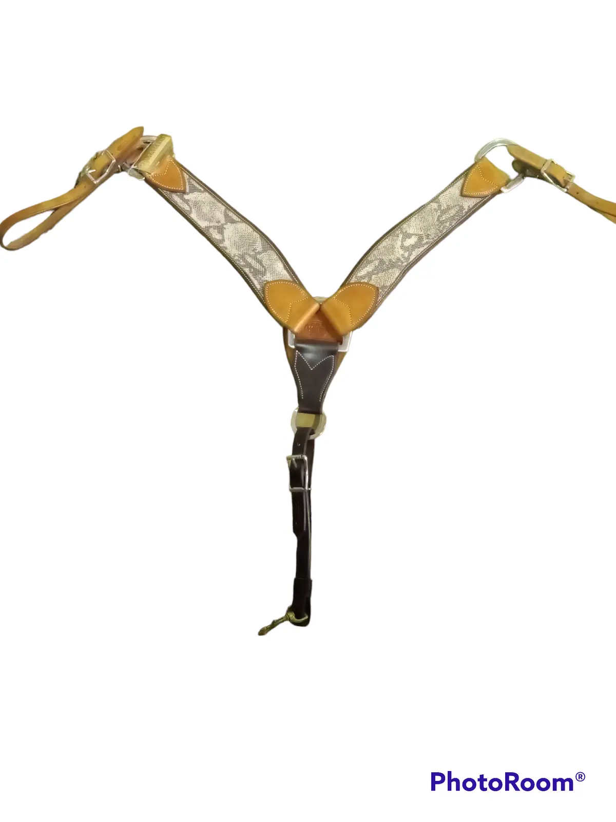 Bcw-2 3/4 Choco/Gold Snake Breast Collar 1
