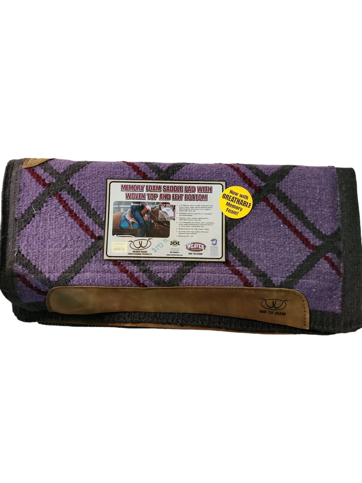 32X32" Memory Foam Saddle Pad With Woven Top And Felt Bottom 1