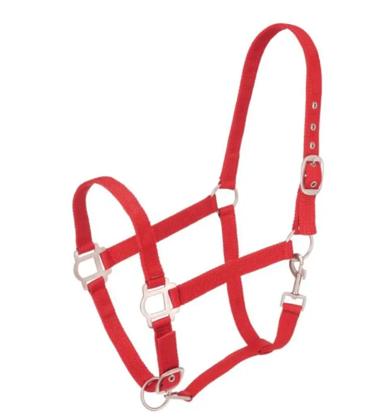 Red - Tough-1 Nylon Halter With Satin Hardware 1