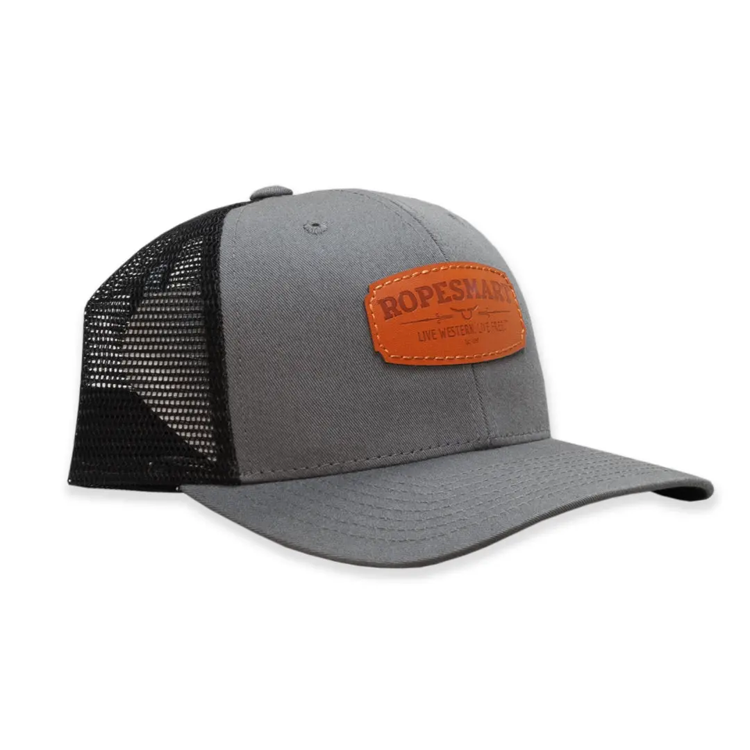 Ropesmart Leather Solo Steer Oval Patch Grey 1