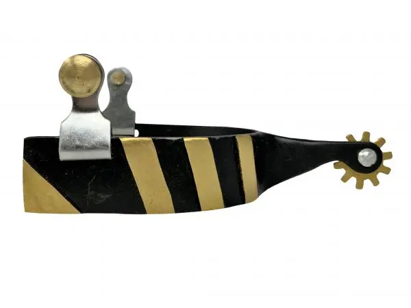 Showman Mens Black Steel Brass Accented Spurs 1