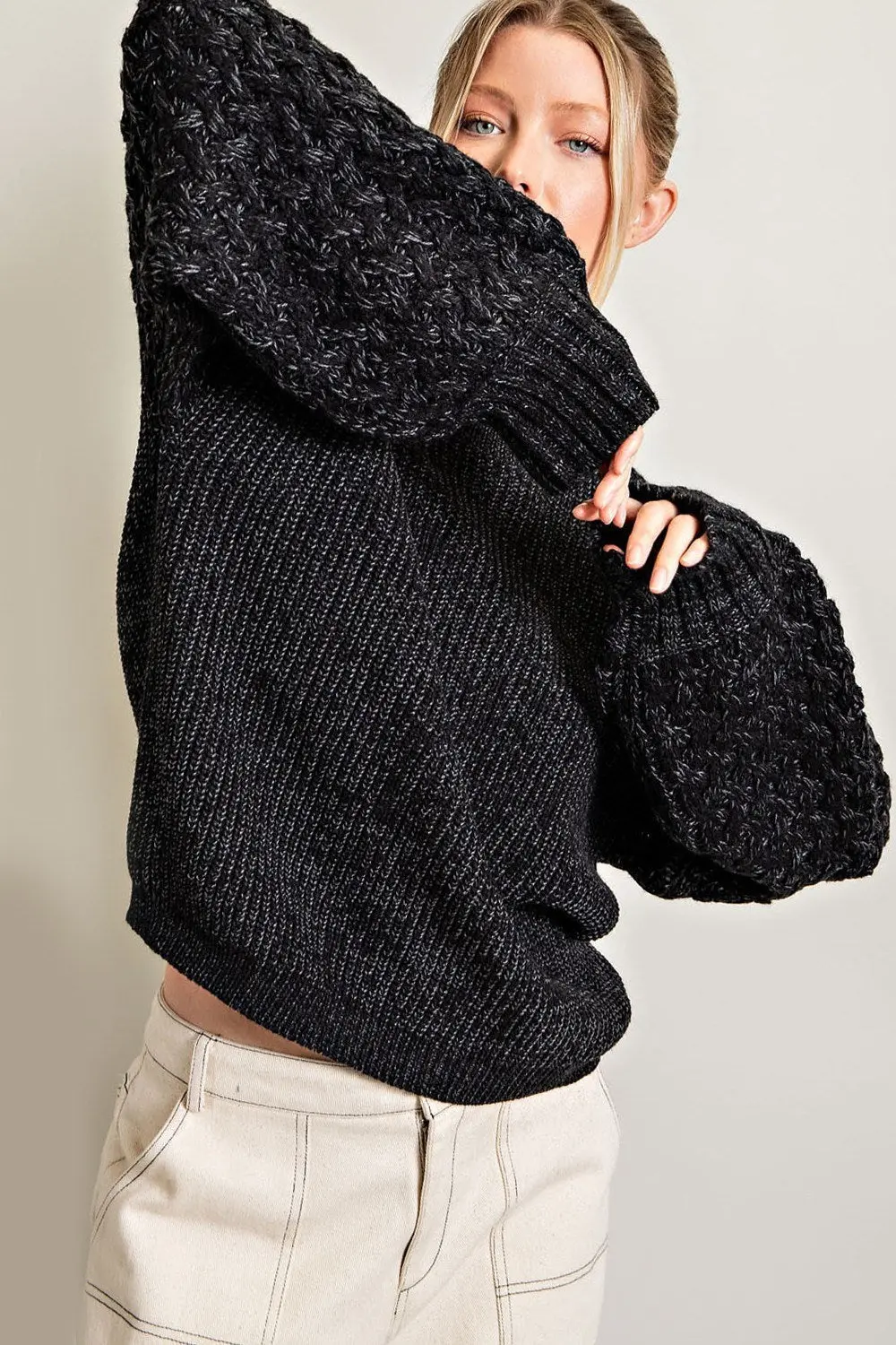 Crochet Long Sleeve Knit Top 1