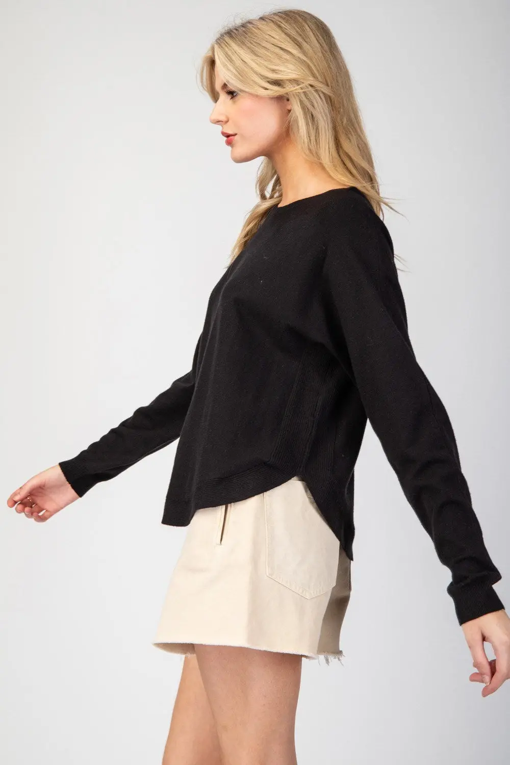 Solid Long Sleeve Sweater Top 1