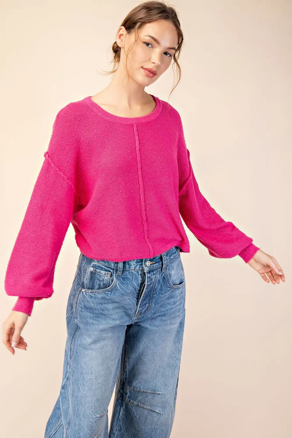 Texture Long Sleeve Knit Top 1