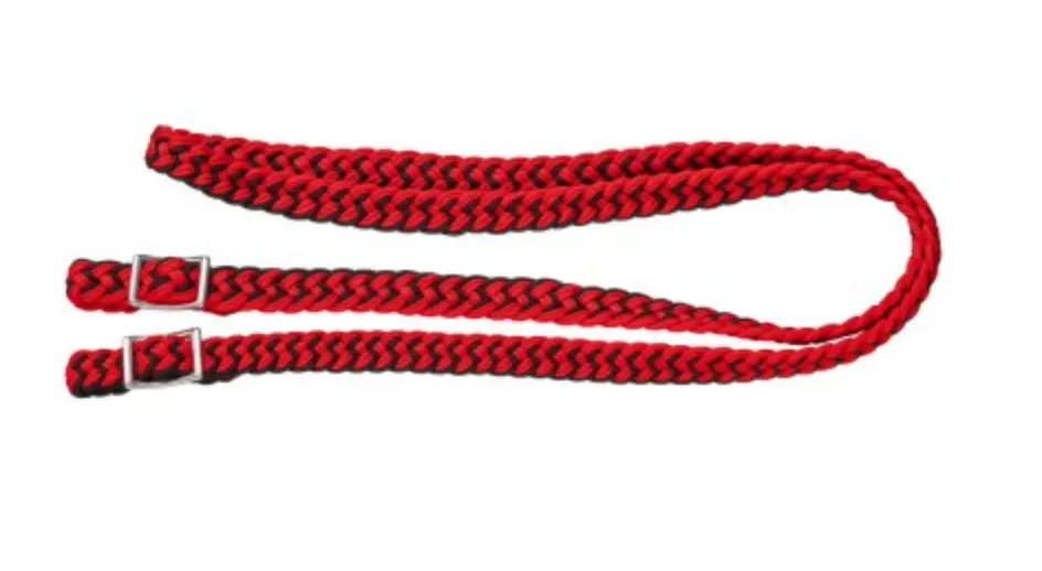 Tough1 Braided Cord Roping Reins - Red/Black 1