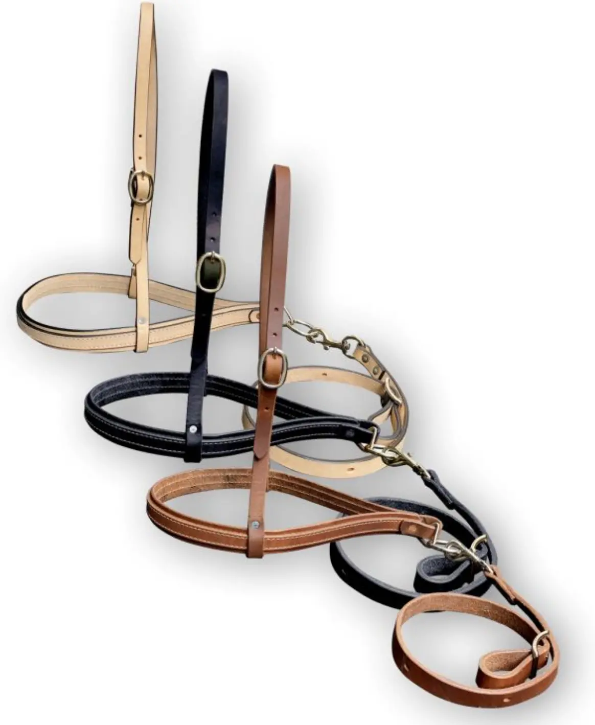 Showman Argentina Leather Nose Band & Tiedown 1