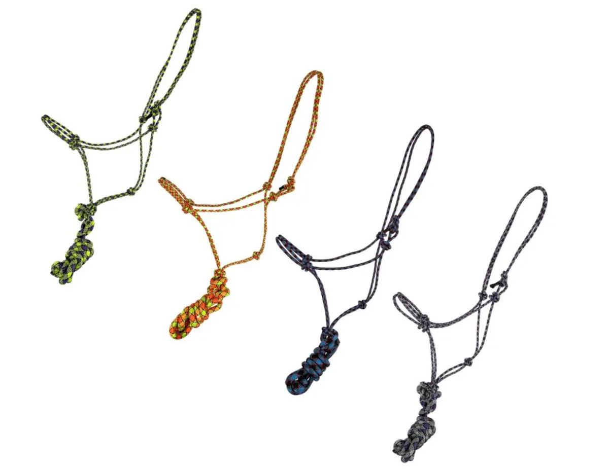 Horse Size Stiff Rope Knot Halter W/ Matching Removeable Lead 1