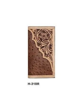 Wallet Rodeo Ostrich Embossed With Floral Upper Tooling 1