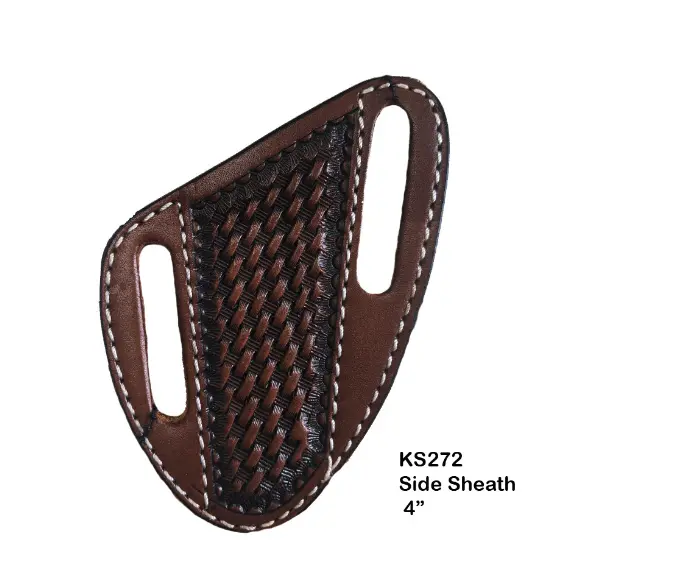 Knife Sheath 4'' Lthr. Tan Bask 1