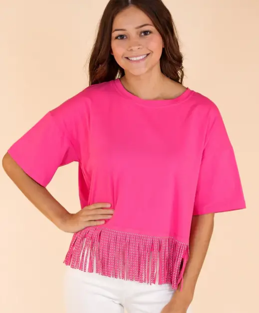 Studded Fringe Crop Top - One Size 1