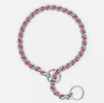 Pink/Gray 22'' Laced Chain Slip Collar, 3.9 Mm 1
