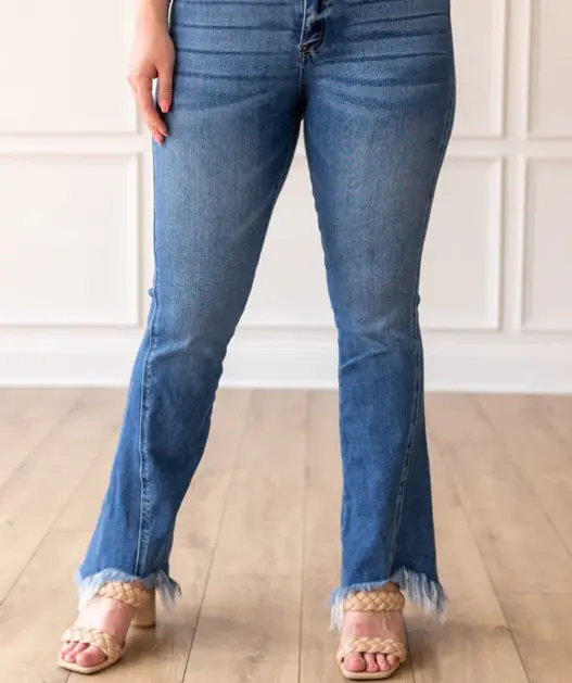 The Hannah Medium Wash Shark Bite Flares 1