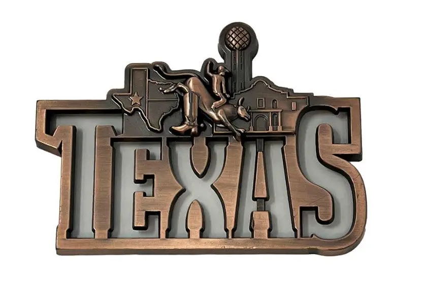 Texas Metal Word Magnet 1