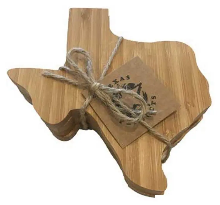 Texas Shape Bamboo Coasters 1