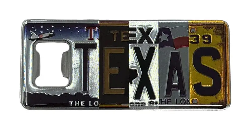 Texas License Plate Bottle Opener Magnet 1