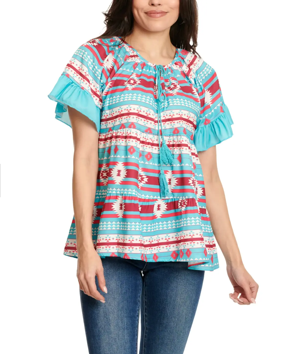 Turq Babydoll Aztec Print 1