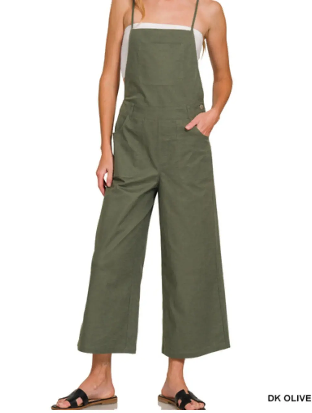 Woven Spaghetti Strap Overalls 1