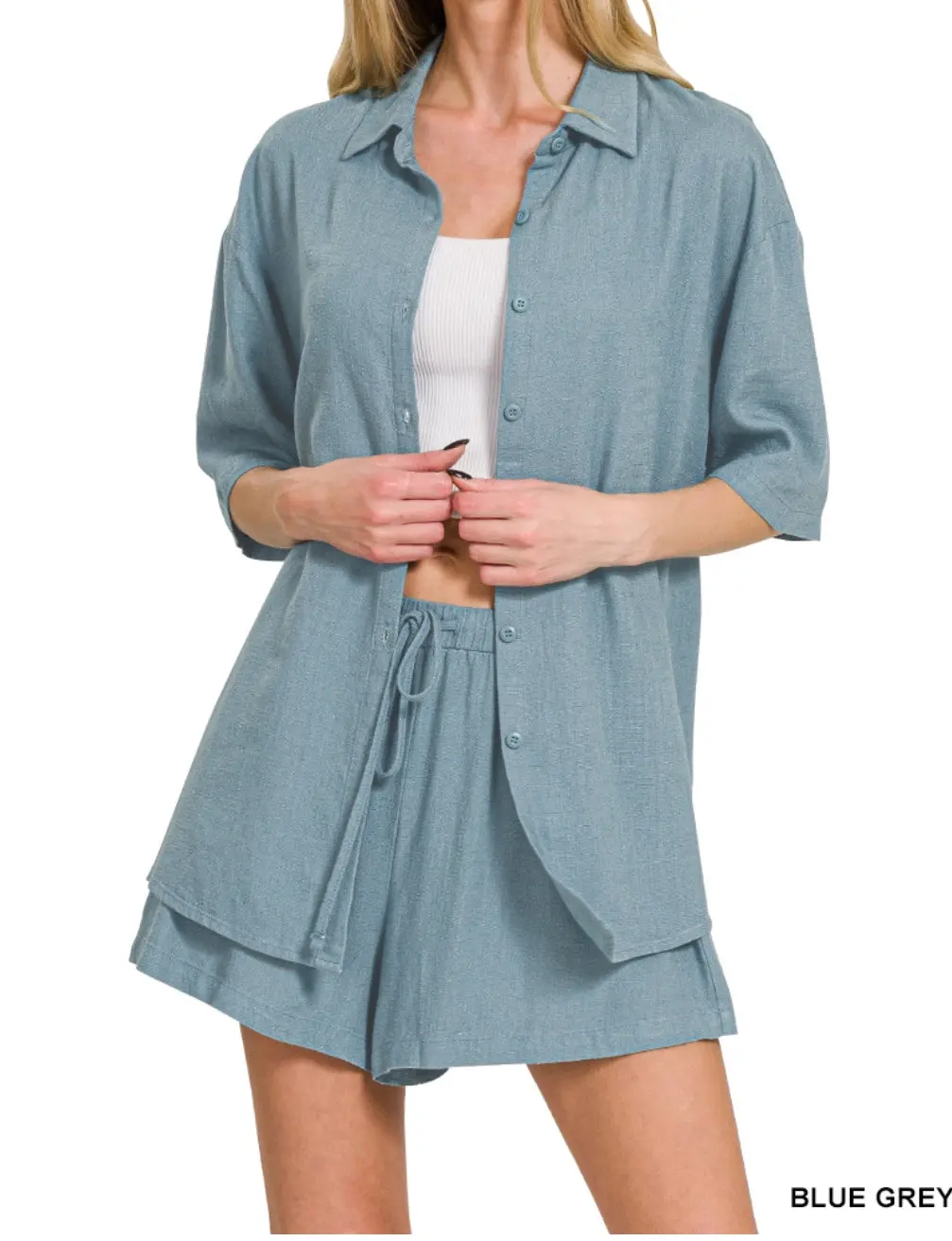Linen Short Sleeve Shirts & Short Pants Set 1