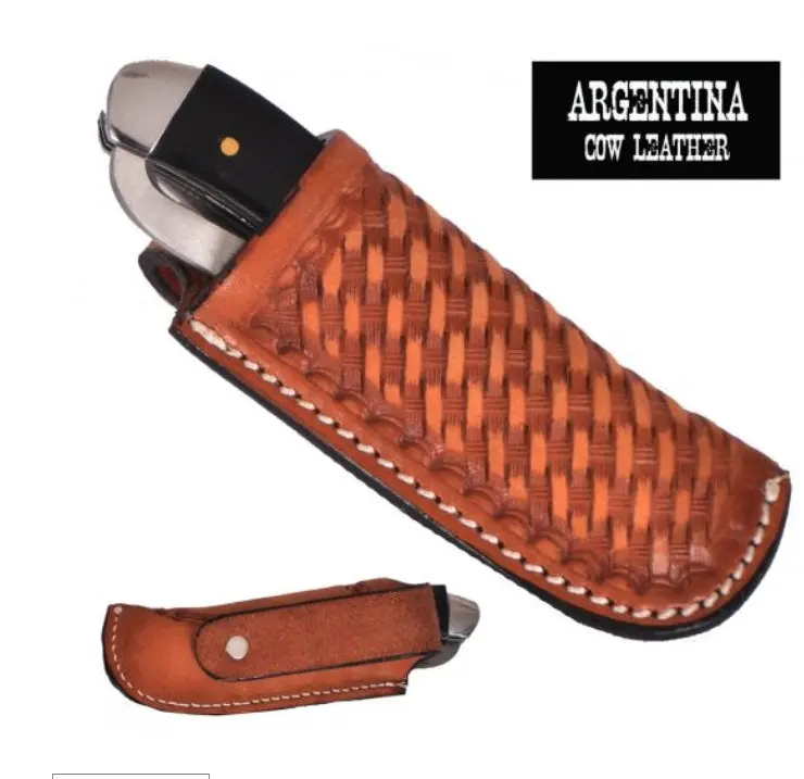 Showman Argentina Cow Leather Basketweave Tooled Sheath 1