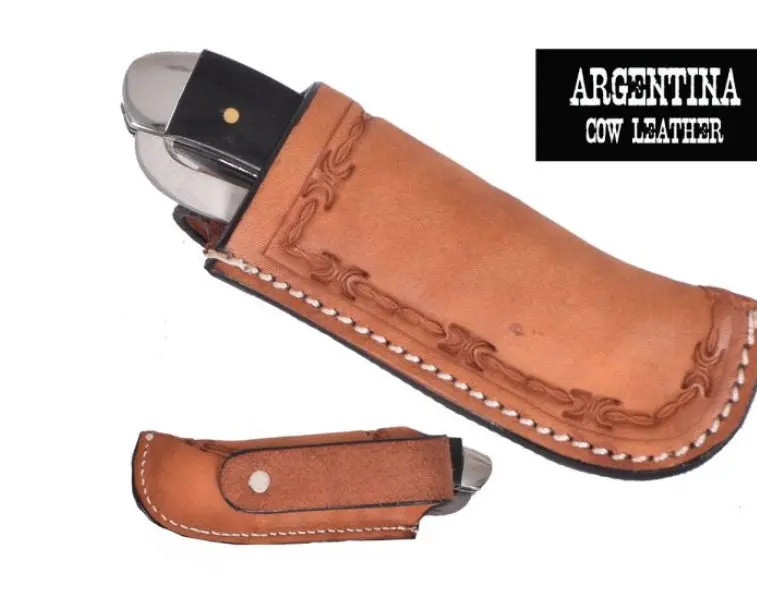 Showman Argentina Cow Leather Barbed Wire Tooled Sheath 1