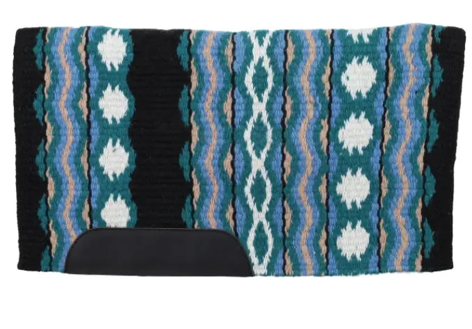 Showman 34" X 40" Heavy Woven Wool, Single Ply Saddle Blanket - Deep Blues 1