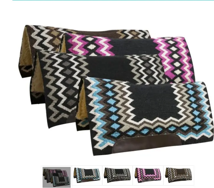 Showman 34" X 36" Contoured Cutter Style Wool Top Saddle Pad With Diamond Pattern 1
