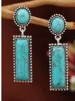 1 Pair Vintage Western Style Turquoise Stone Women's Earrings 1