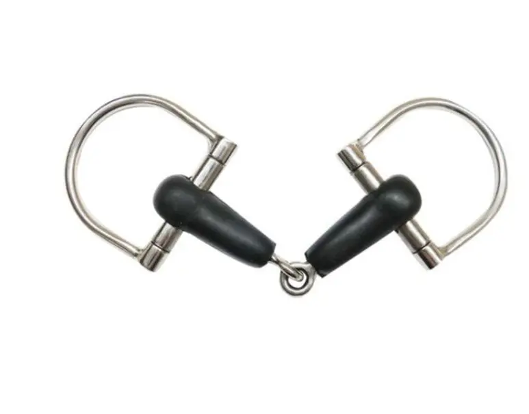 Showman Pony Sized Stainless Steel 4" Rubber Mouth D Ring Snaffle Bit 1