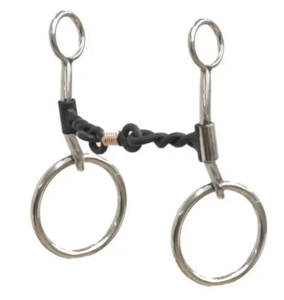Showman Stainless Steel Sliding 5" Twisted Sweet Iron Mouth Bit With Copper Wrapped Dog Bone 1