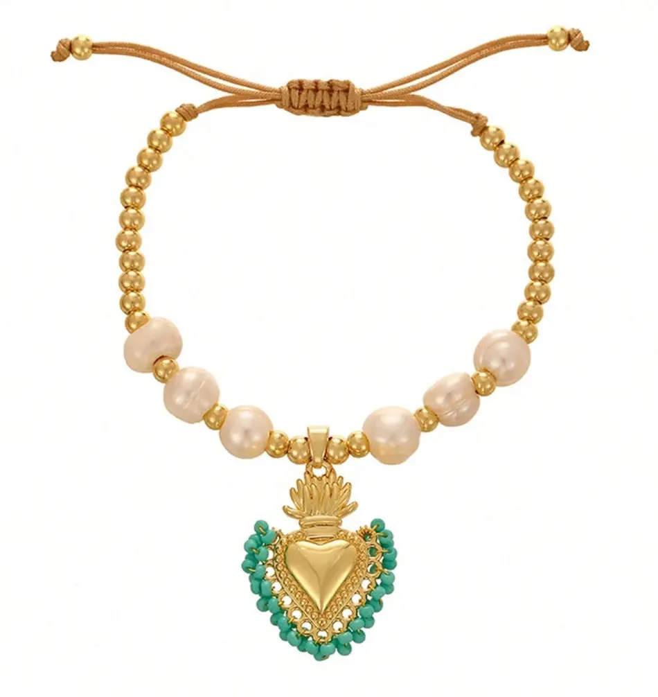 Fashion Beaded Heart-Shaped Copper & Freshwater Pearl 1