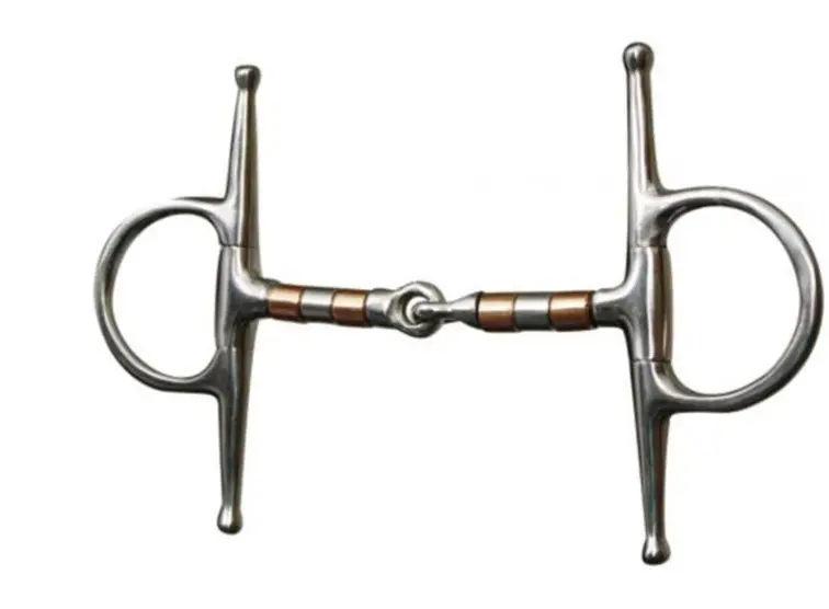 Showman Stainless Steel Full Cheek Snaffle. 5" Mouth With Copper And Stainless Steel Rollers And 5 7/8" Cheek With 2 1/2" Ring 1