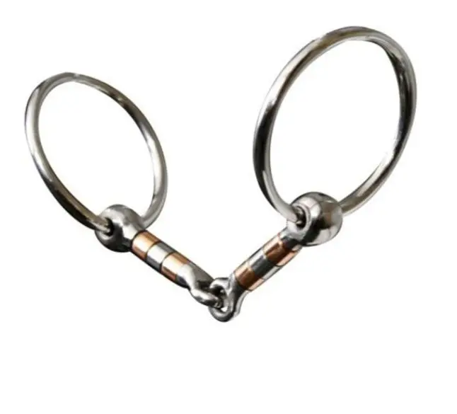 Showman Stainless Steel Snaffle With 5" Mouth With Copper And Stainless Rollers 1