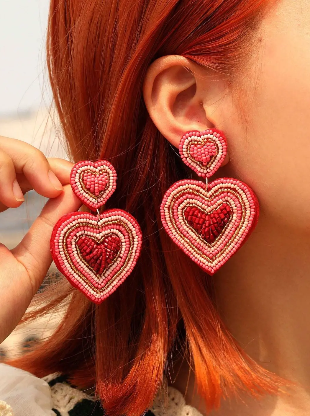 Bohemian Style Handmade Heart Shape Earrings 1