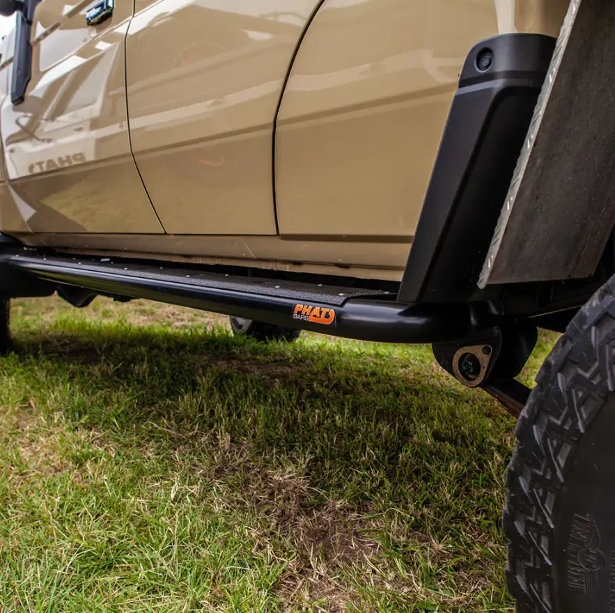 Toyota Landcruiser 76 Series (2016-2027) (Angled) Phat Bars Rock Sliders/Side Steps – Powdercoated 1