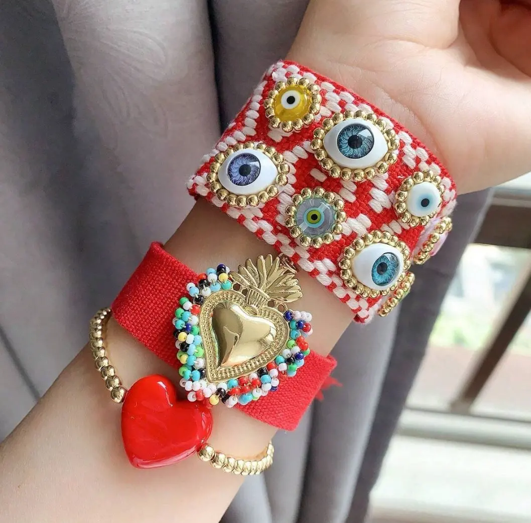 18K Gold Plated Chain Evil Eye Lampwork Bracelet 1