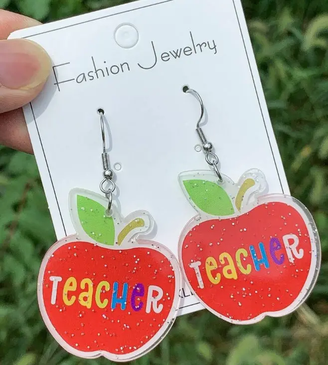 Teacher Apple Acrylic Earrings 1