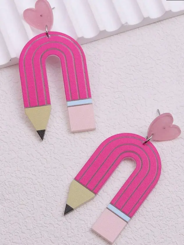 Teacher Pencil Shaped Earrings For Women 1